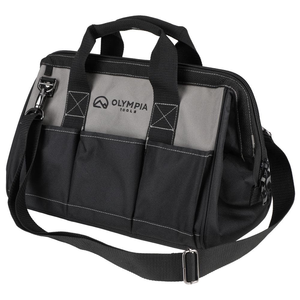 OLYMPIA 12 in. Black Water-Resistant Tool Bag with Dual Zipper