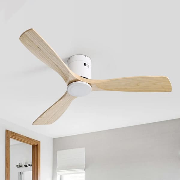 MODERN HABITAT 52 in. Indoor Flush Mount Oak Solid Wood Blades Standard Ceiling Fan with Remote 6-Speed, DC Motor Reversible