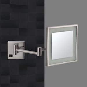 Glimmer 8 in. x 8 in. Wall Mounted LED 5x Rectangle Makeup Mirror in Satin Nickel Finish