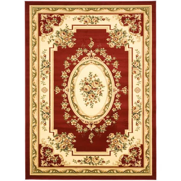 SAFAVIEH Lyndhurst Red/Ivory 8 ft. x 11 ft. Floral Medallion Border Area Rug