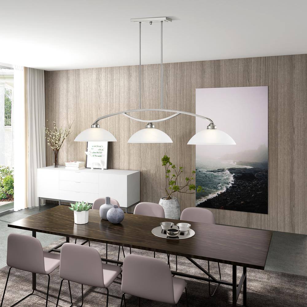 Somerset Sleek 50'' Brushed Nickel Linear Island Light with Satin Glass
