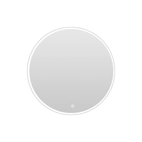 ExBrite 24 in. W x 24 in. H Round Frameless Anti-Fog Wall Mount Bathroom Vanity Mirror in Silver