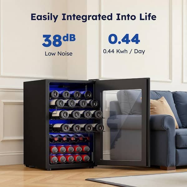 SIMZLIFE 20.3in. Digital Control 45-Bottle Wine Cooler in Black