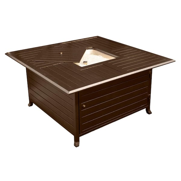 45 in. Square Slatted Aluminum Firepit in Bronze