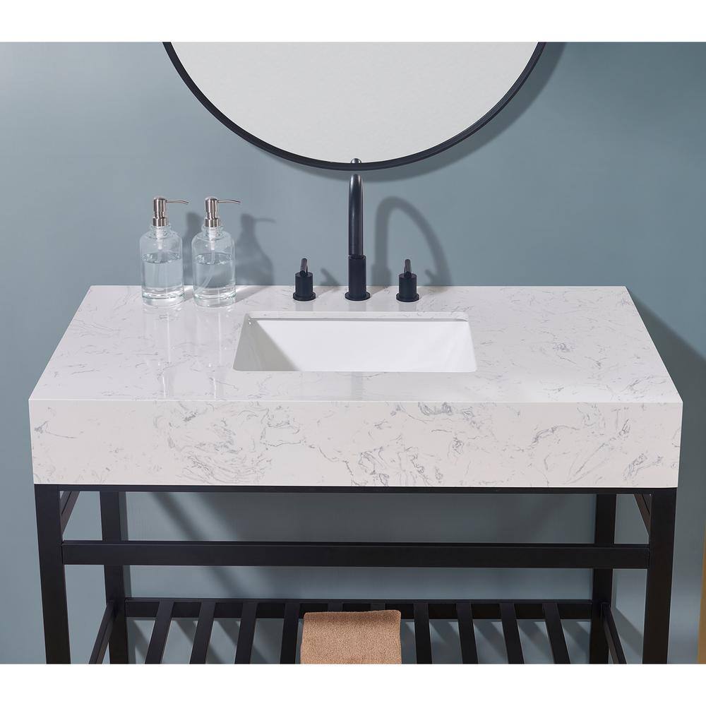 42" Aosta White Composite Stone Vanity Top with Sink