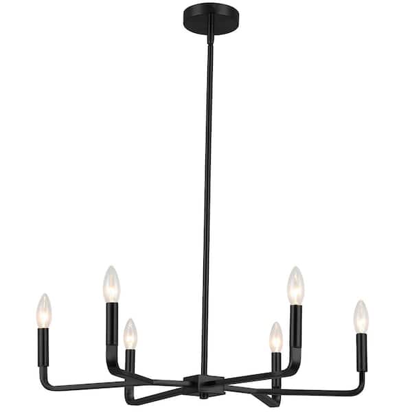 Dainolite Colette 6-Light Matte Black Candle Chandelier