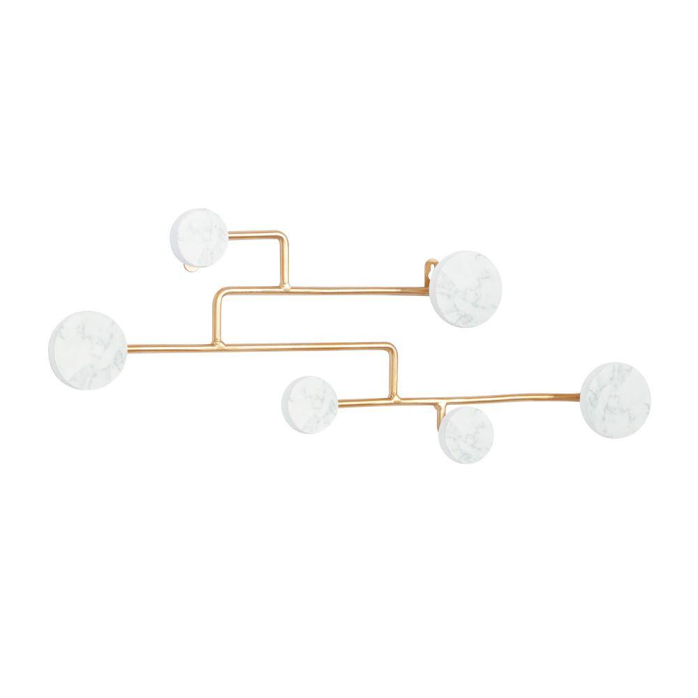 Gold and White Marble Wall Hook Sculpture