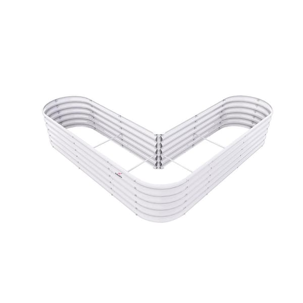 Sudzendf 81 in. x 81 in. x 18 in. White Heart-Shaped Anti-Rust Galvanized Metal Raised Garden Bed