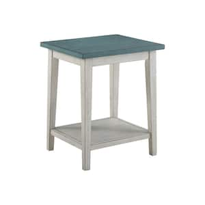 Defara 24 in. White and Light Green 1-Shelf Side Table