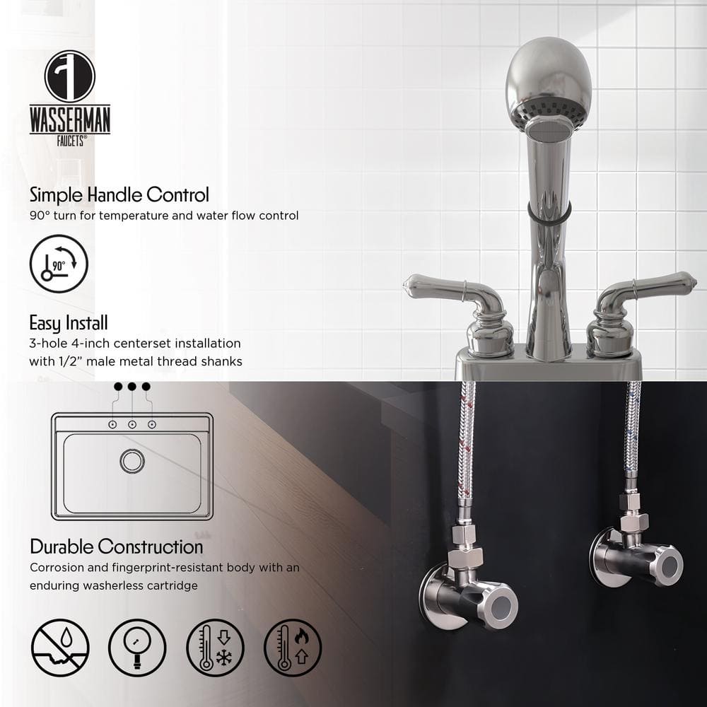Chrome Dual Handle Pull-Out Utility Faucet