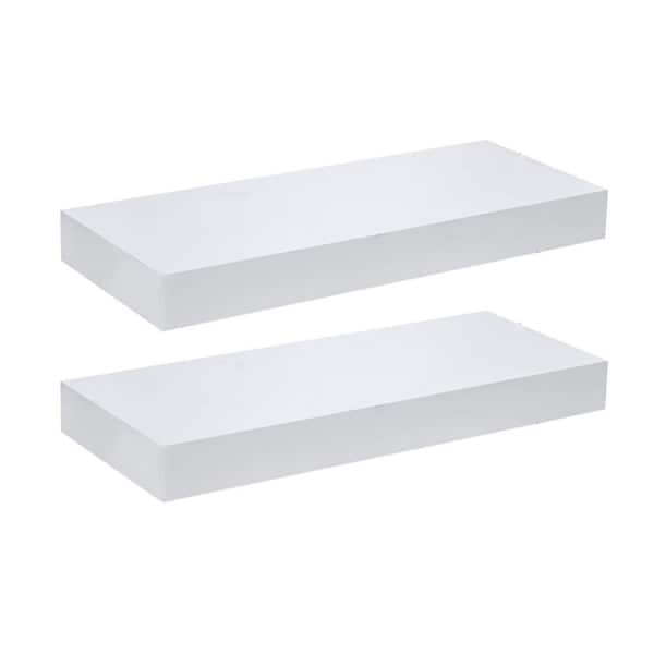 18 in. W x 6.5 in. D White Floating Shelves Decorative Wall Shelf (Set of 2)
