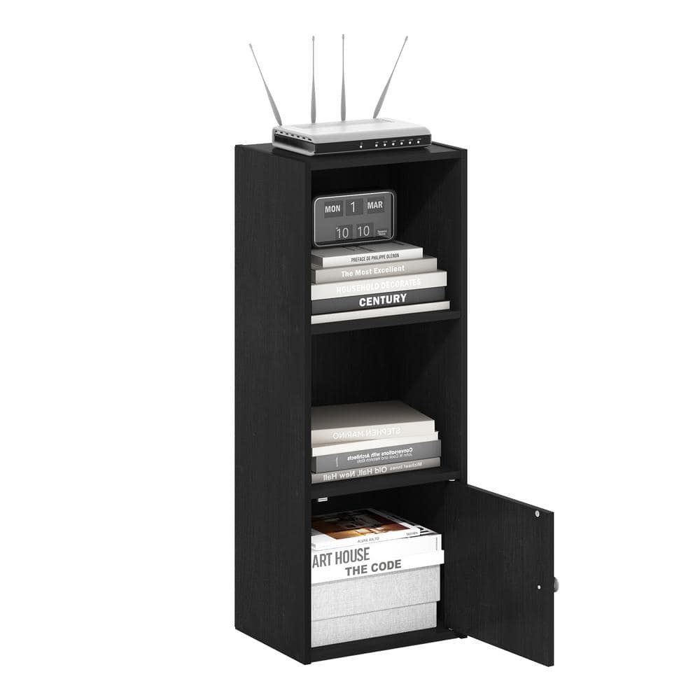 Blackwood 3-Tier Shelf Bookcase with Door Storage Cabinet