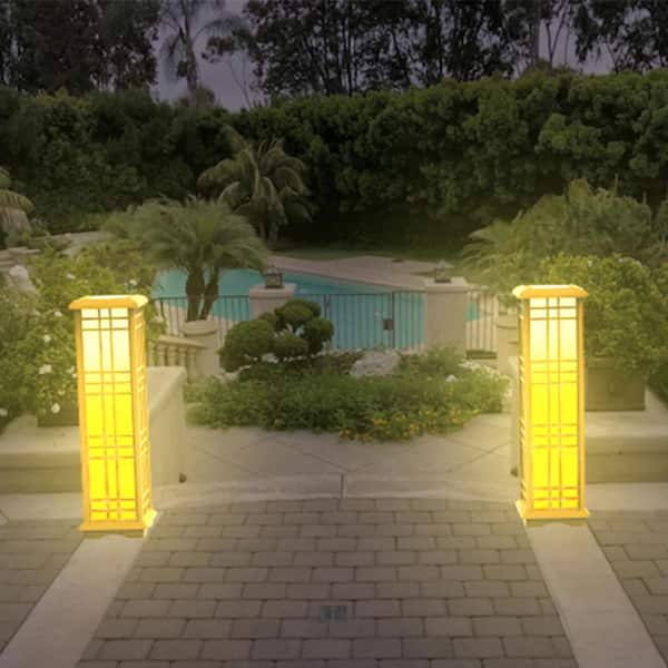 TECHKO 33.4 in. H Zen Almond Dusk-to-Dawn Outdoor Solar Integrated