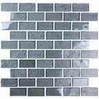 Landscape Translucent Blue Gray Blue Brick Mosaic 1 in. x 2 in. Textured Glossy Glass Pool Tile (9.24 sq. ft./Case)