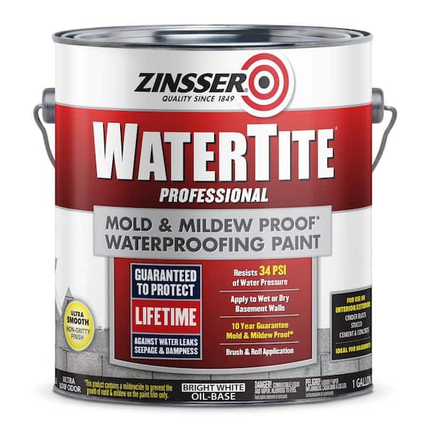 Zinsser 1 Gal. WaterTite Mold and Mildew-Proof White Oil Based Waterproofing Interior/Exterior Paint (2-Pack)