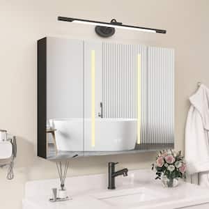 40 in. W x 30 in. H Rectangular Black Aluminum Surface Mount Smart Defogging LED Bathroom Medicine Cabinet with Mirror