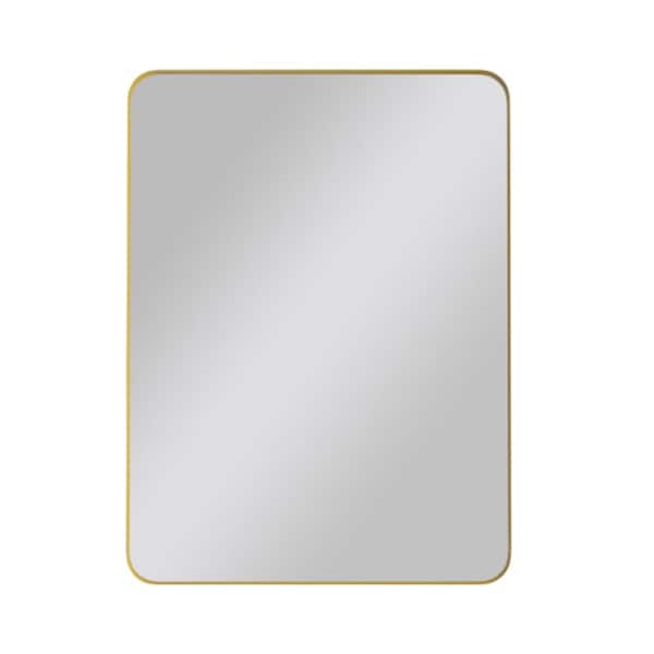 WarmieHomy 30 in. W x 40 in. H Rectangular Mirror Metal Framed Wall Mount Bathroom Vanity Mirror Dressing Mirror in Gold