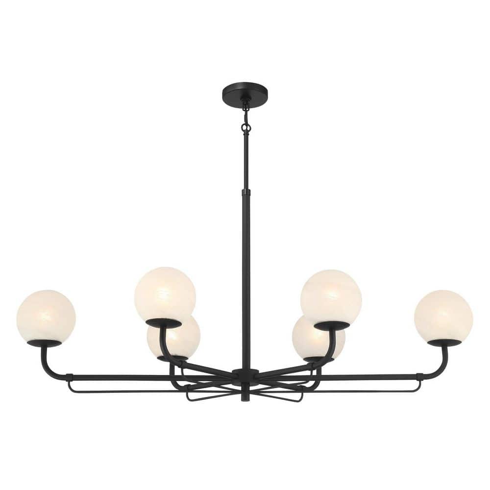 Whitehall 6-Light Dark Matte Black Modern Vintage Island Chandelier for Kitchen Island or Dining Room, No Bulbs Included price history on PriceWatchPro