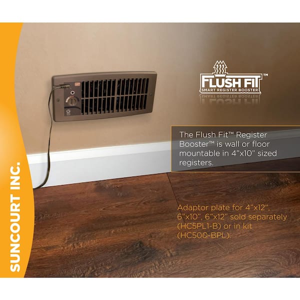 Register Booster Fan Flush Fit Brown AC Heating Quiet Air Circulation Vent Dual 