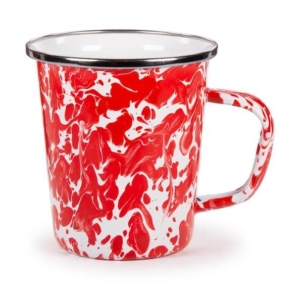 Golden Rabbit Red Swirl Latte Mugs (Set of 4)
