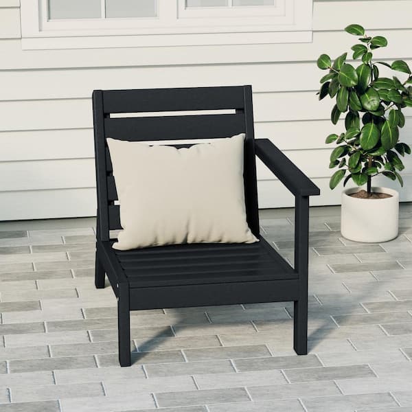 Birchwood Outdoor Patio Deep Seating HDPE Lounge Chair with Right Facing Arm in Black