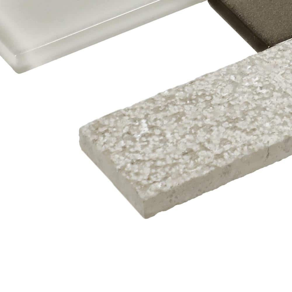Chenille White Natural Stone and Glass Peel and Stick Mosaic Tile