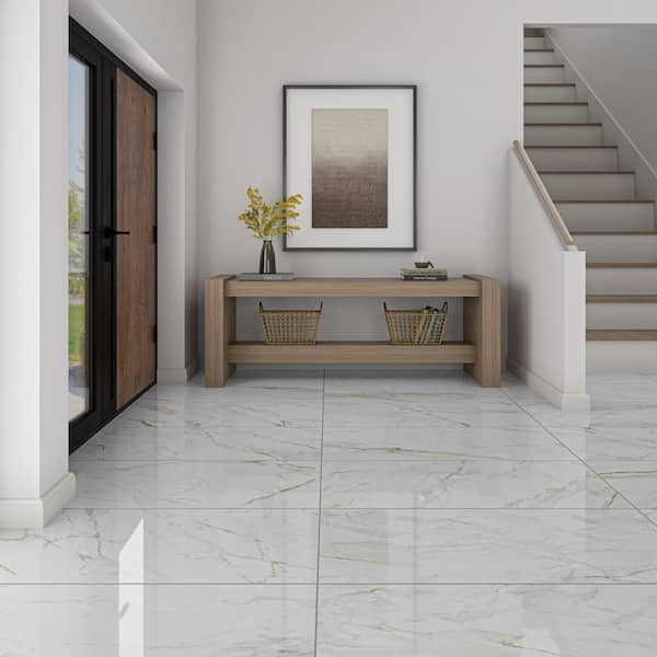 Kesler Marble Avorio 24 in. x 48 in. Polished Porcelain Floor and Wall Tile (15.5 sq. ft./case)