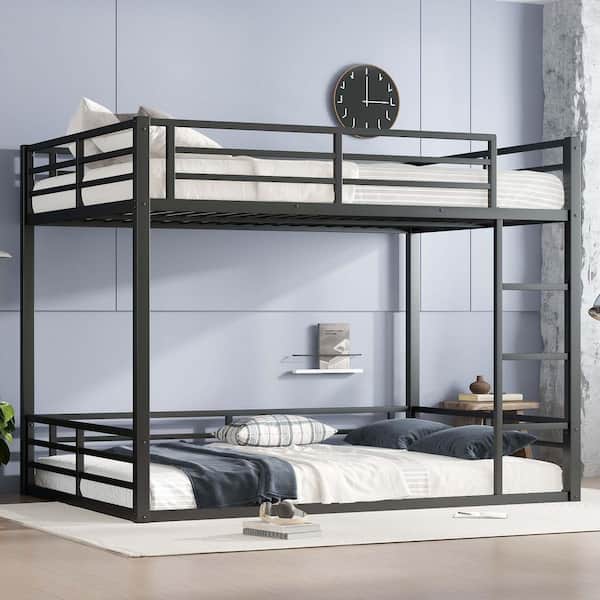 Black Queen over Queen Bunk Bed with Ladder