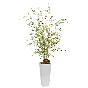 Indoor Artificial Night Willow in White Planter