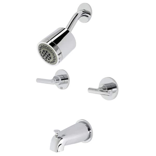 Kingston Brass Manhattan Double Handle 2-Spray Tub and Shower Faucet 2 GPM with Corrosion Resistant in. Polished Chrome