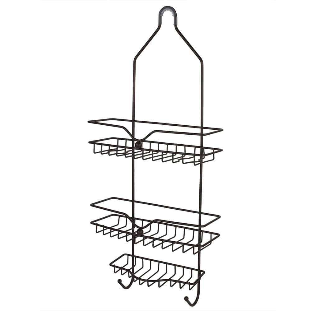 Home Basics Classic 2 Shelf Shower Caddy with Bottom Hooks and Center ...