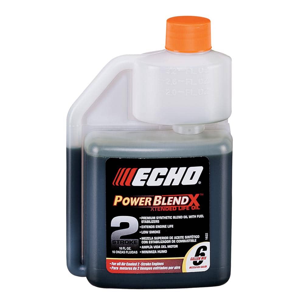 ECHO PowerBlend Gold 16 oz. 2-Stroke 2-Cycle Engine Oil for 50:1 Mixing  with 6 Gallon Yield and Easy Measuring Squeeze Bottle 6450006 - The Home  Depot