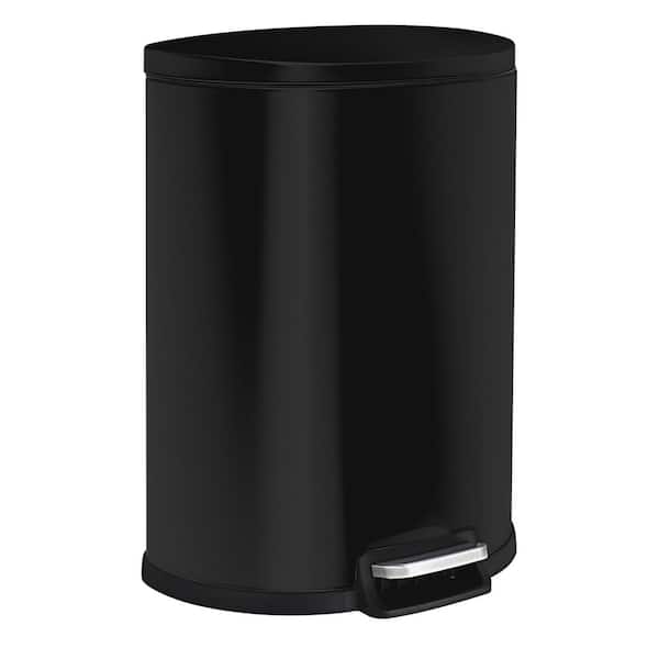 13 Gal. Matte Black Step-On Trash Can D-Shaped