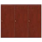 96 in. x 84 in. Smooth Flush Solid Core Cherry MDF Interior Closet Sliding Door with Matching Trim