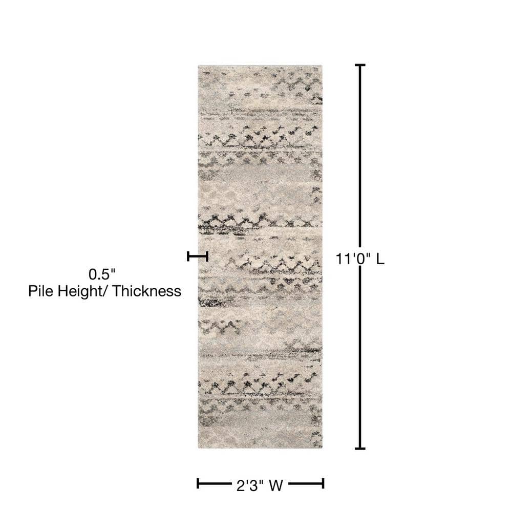 Abstract Shag Luxe Gray Synthetic 27" Area Rug