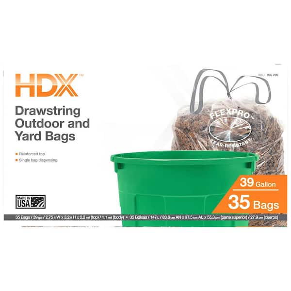 HDX FlexPro 33 Gal. to 39 Gal. Clear Drawstring Outdoor and Yard