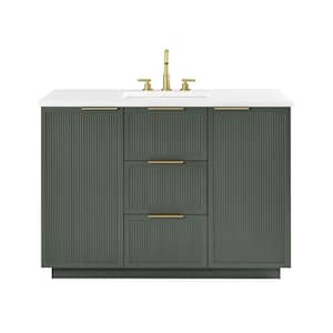 Addison 48 in. W Bath Vanity in Vintage Green with Engineered Stone Top in Ariston White with White Sink