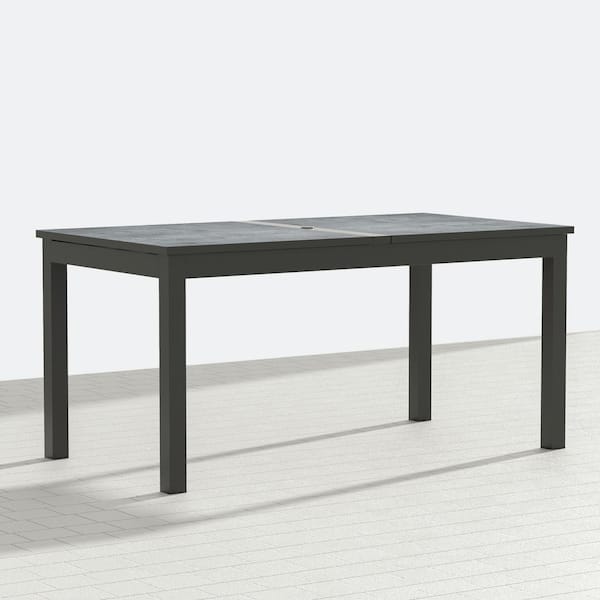 SUNVIVI Extendable Aluminum Dining Table with Umbrella Hole