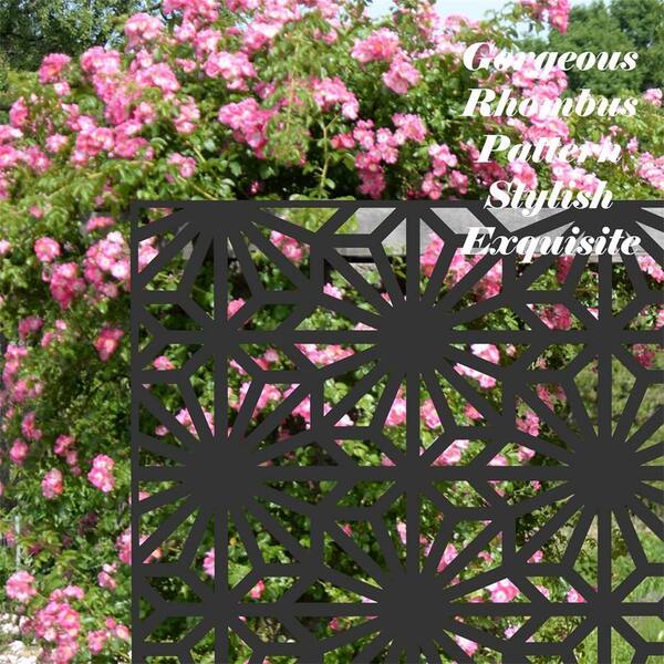 4 ft. x 6 ft. Black Galvanized Steel Sun Flower Privacy Screens