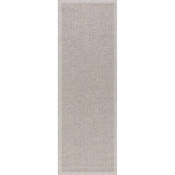 Tayse Rugs Serenity Solid Taupe 2 ft. x 8 ft. Indoor/Outdoor Runner Rug