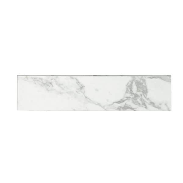 Marazzi EpicClean Milton Arabescato Marble 3 in. x 12 in. Glazed Porcelain Bullnose Trim Tile (5.5 sq. ft./Case)