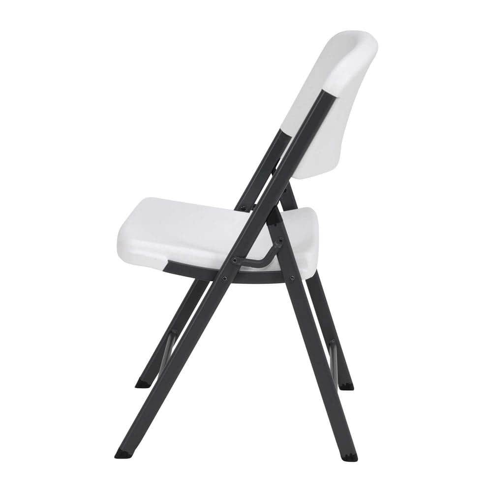 White Granite Plastic and Steel Folding Chairs, Set of 6