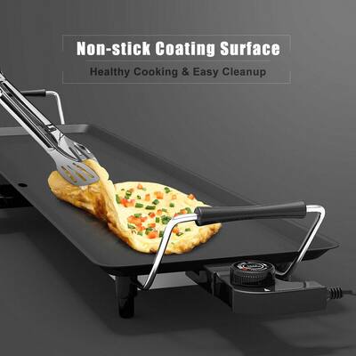315 sq. in. Black Electric Teppanyaki Table Top Grill Griddle BBQ Barbecue Nonstick Camping