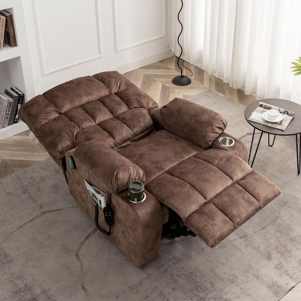 YOFE 180° Lay Flat Dual Motor 25.59 in. Extra Wide Brown Short
