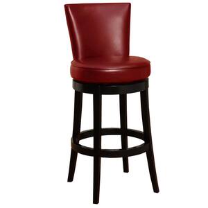 Prett Swivel Bar Stool In Red Bonded Leather 26 in. seat height
