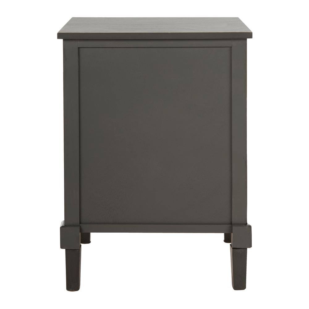 Transitional Gray Pine Wood Storage Side Table with Drawer