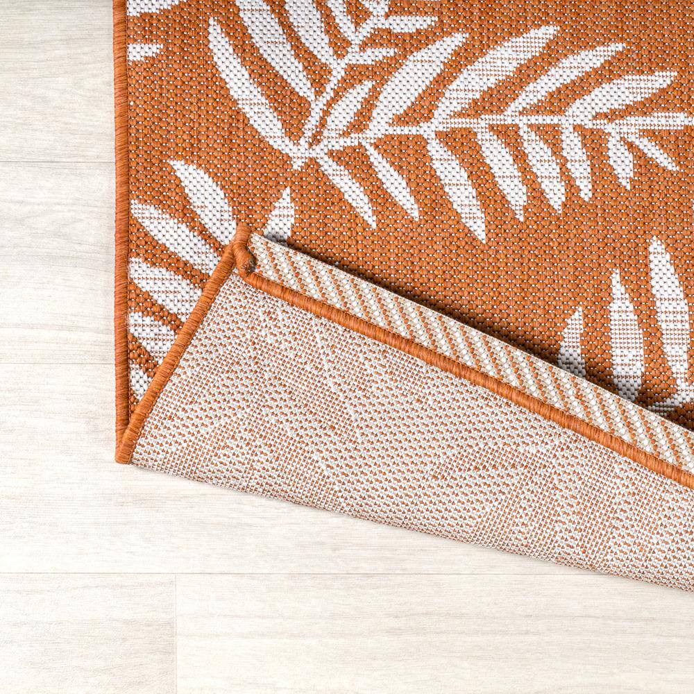 JONATHAN  Y Santa Monica Nevis Palm Frond 2 x 10 (ft) Loomed Polypropylene Orange/Cream Rectangular Indoor/Outdoor Floral/Botanical Coastal Runner rug