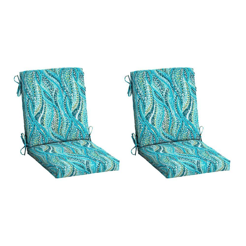 Outdoor Dining Chair Cushion 2 Pack 20 x 20 Rain-Proof Fade Resistant Teal Ariel