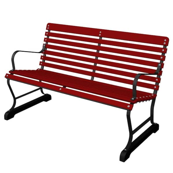 Ivy Terrace 47 in. Vintage Black/Sunset Red Patio Bench