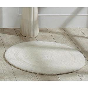 Lux Collection Ivory 30 in. x 30 in. 100% Cotton Reversible Race Track Pattern Bath Rug